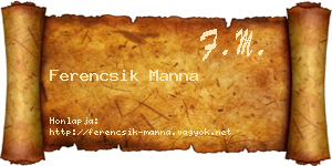 Ferencsik Manna névjegykártya
